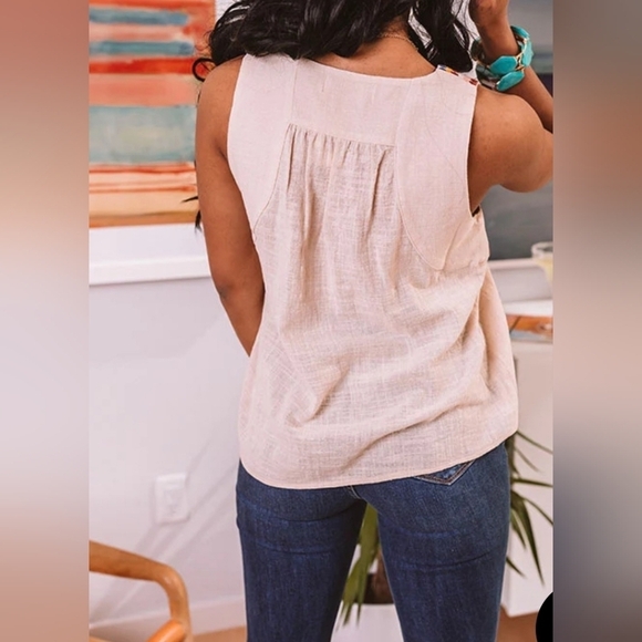 MACA EMBROIDERED MULTICOLORED GAUGE CREAM TOP M - Picture 16 of 16